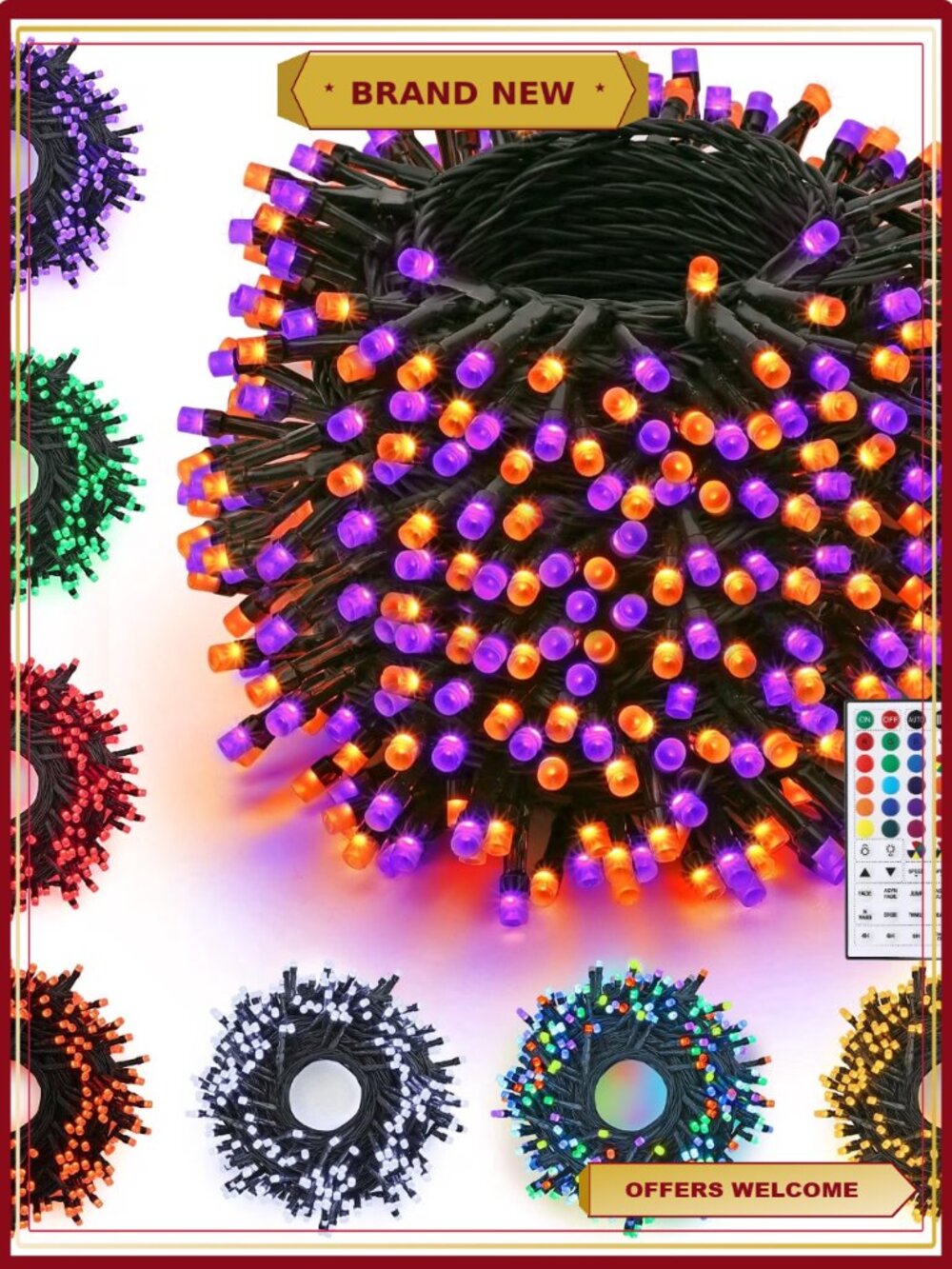82ft 200 LED String Lights with Remote RGB Halloween Christmas Decor Plug-in